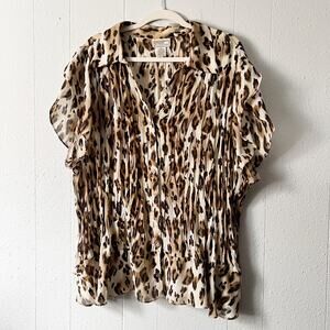 Vintage Bethany Animal Print Top Womens 4X Crinkled Fabric Formal Party Evening
